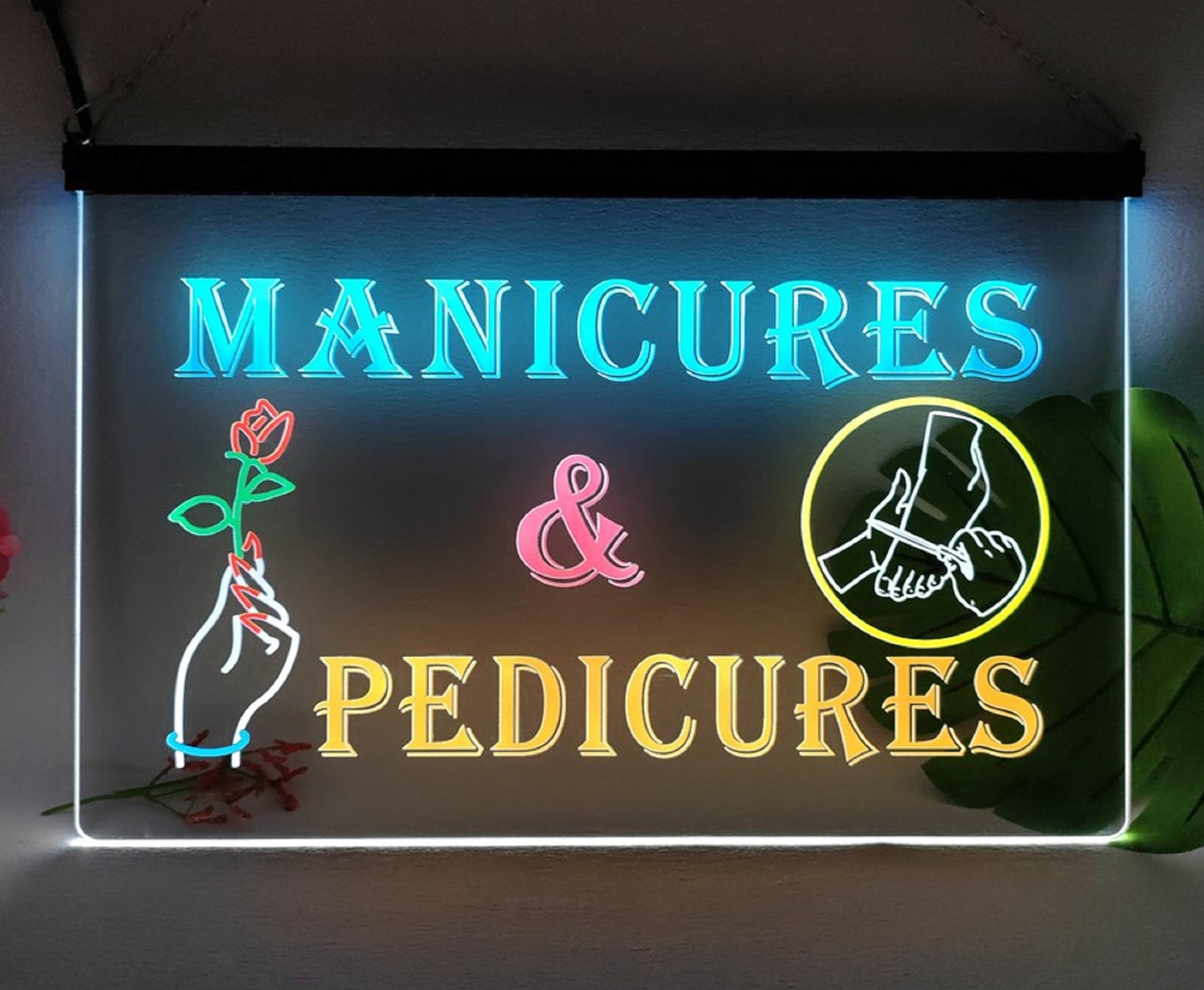 Neon Sign Multicolor Luminous Manicures Pedicures Beauty Salon Wall Desk top Decor