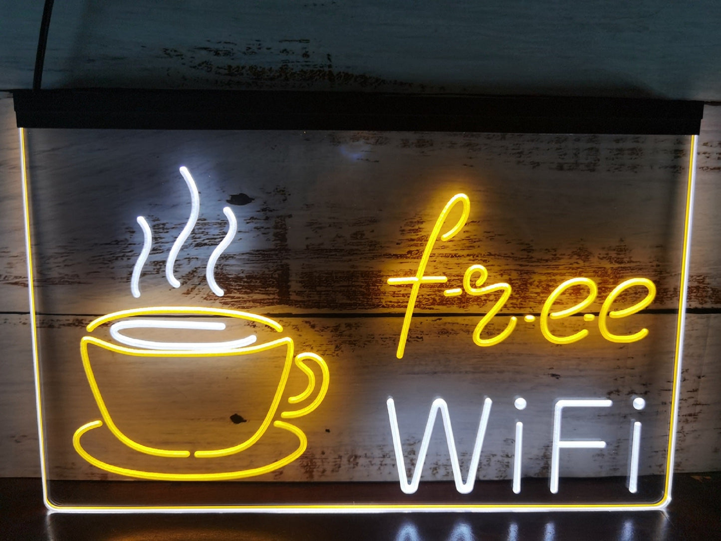 Neon Sign Dual Color Free Wi-Fi Coffee Shop For Wall Desktop Coffee Shop Decor