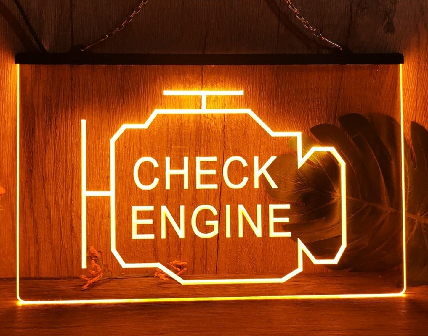 Neon Sign Check Engine Wall Desktop Auto Repair Garage Decor