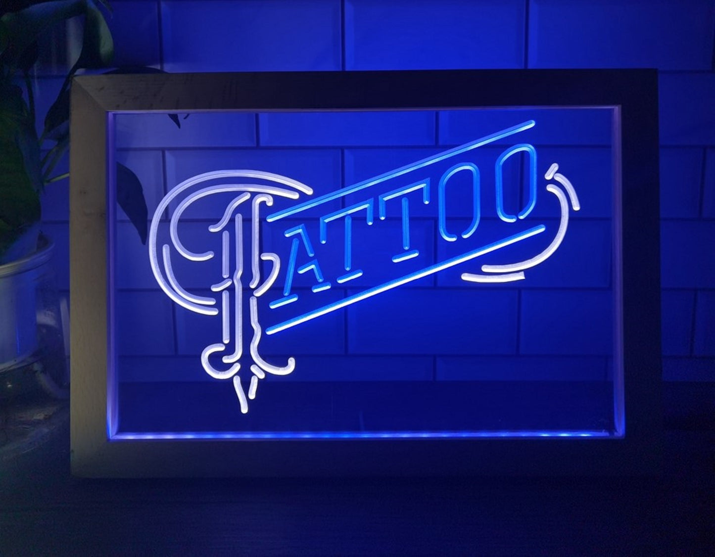 Neon Sign Framed Dual Color Tattoo Shop Wall Desktop Decor Free Shipping