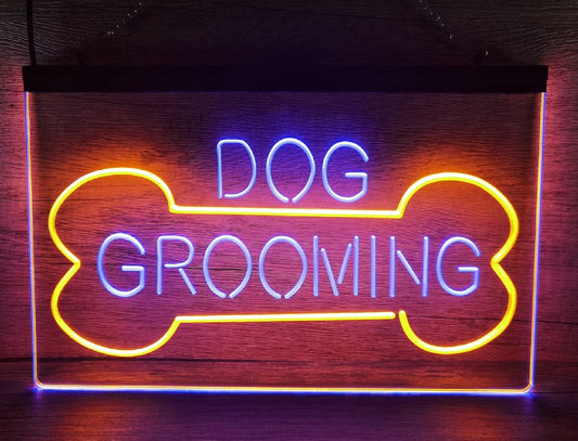 Neon Sign Dual Color Dog Grooming Service Wall Desktop Decor Free Shipping