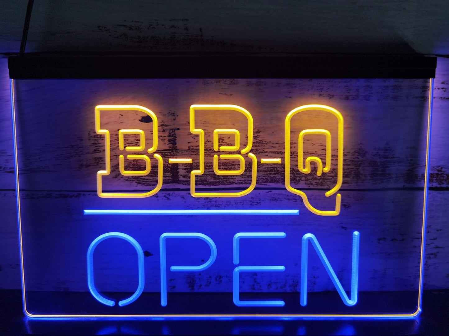 Neon Sign Dual Color BBQ Open Fast Food Restaurant Coffee Shop Decor