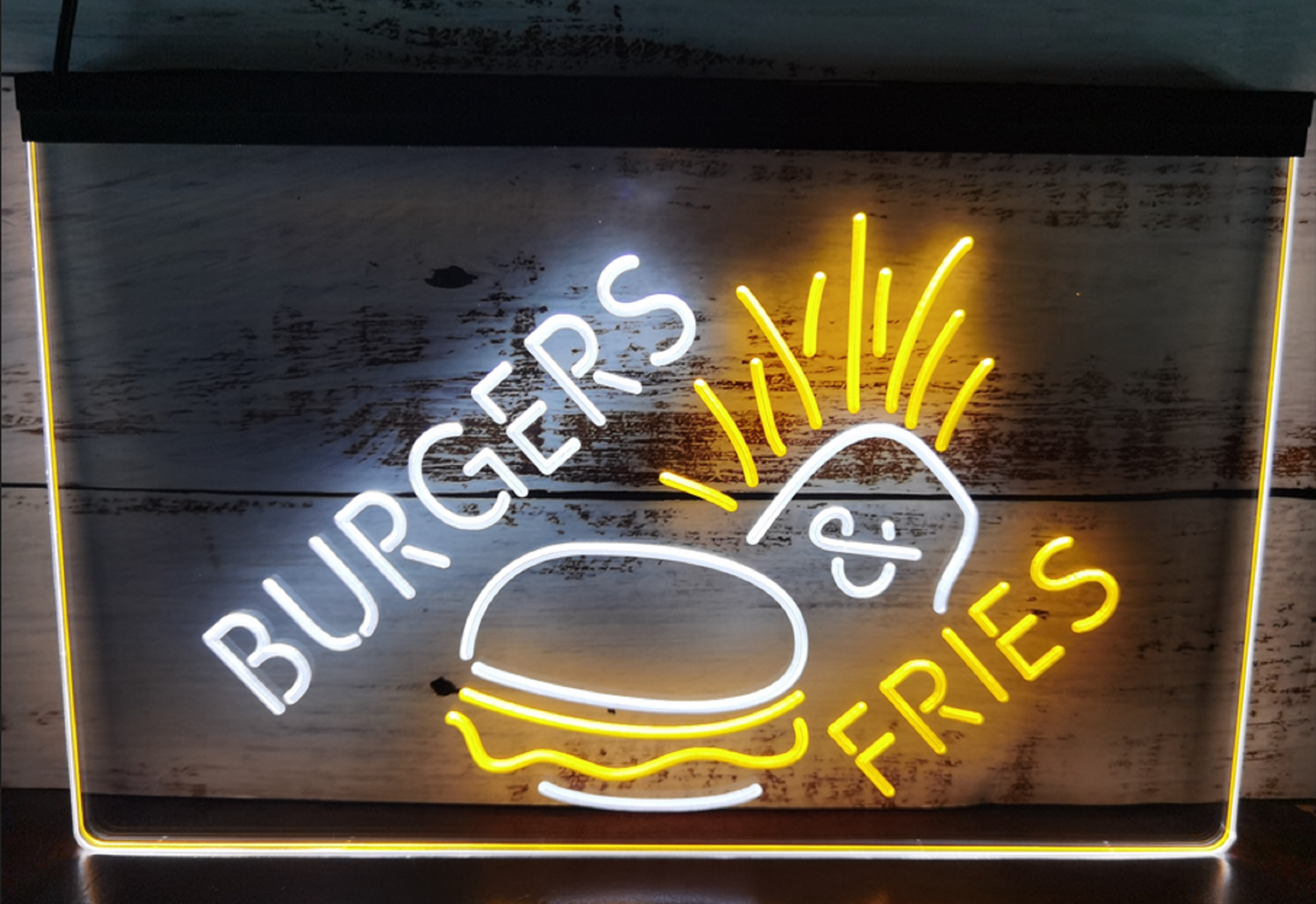 Neon Sign Dual Color Burgers & Fries Restaurant Decor Free Shipping