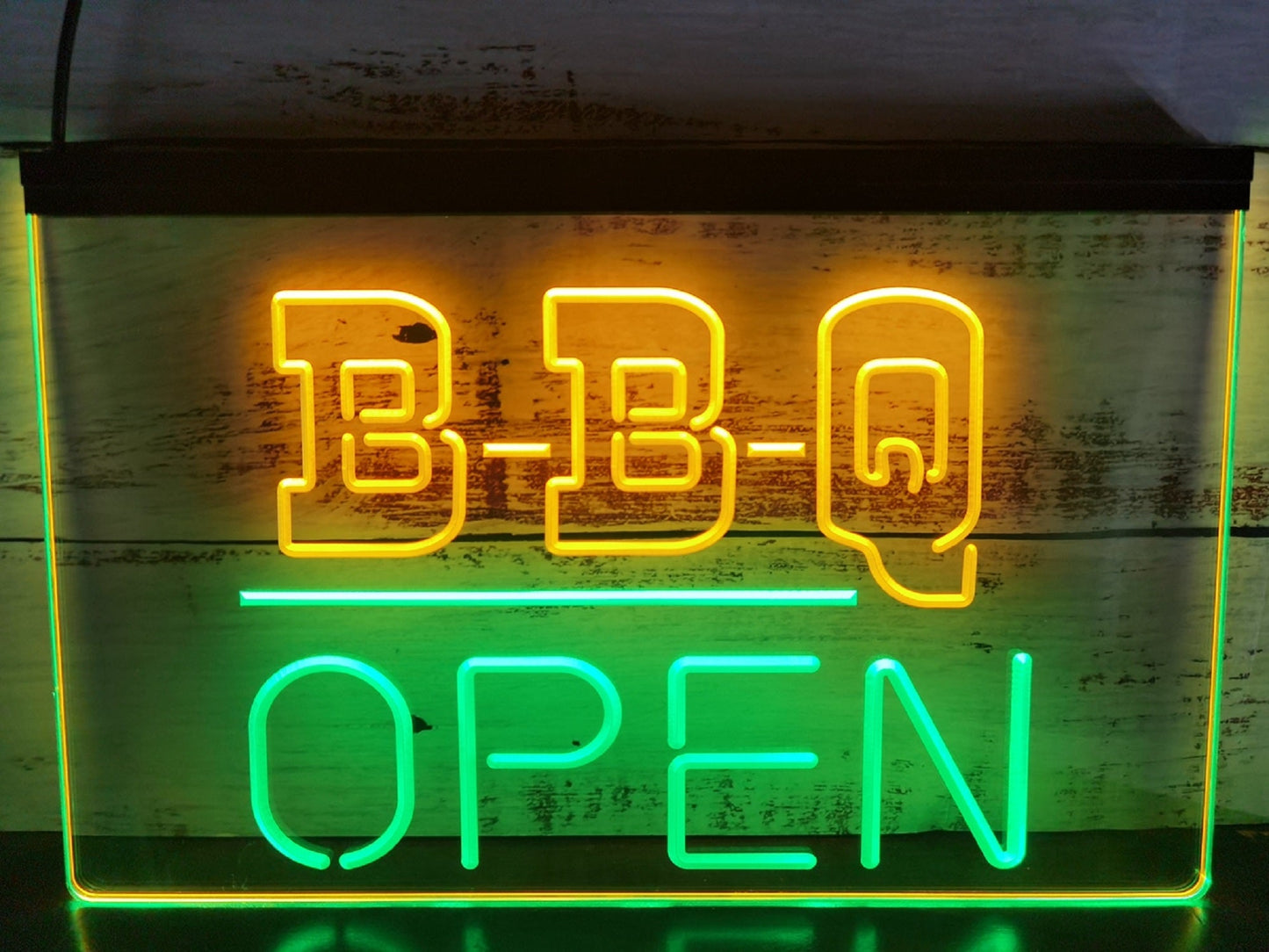 Neon Sign Dual Color BBQ Open Fast Food Restaurant Coffee Shop Decor