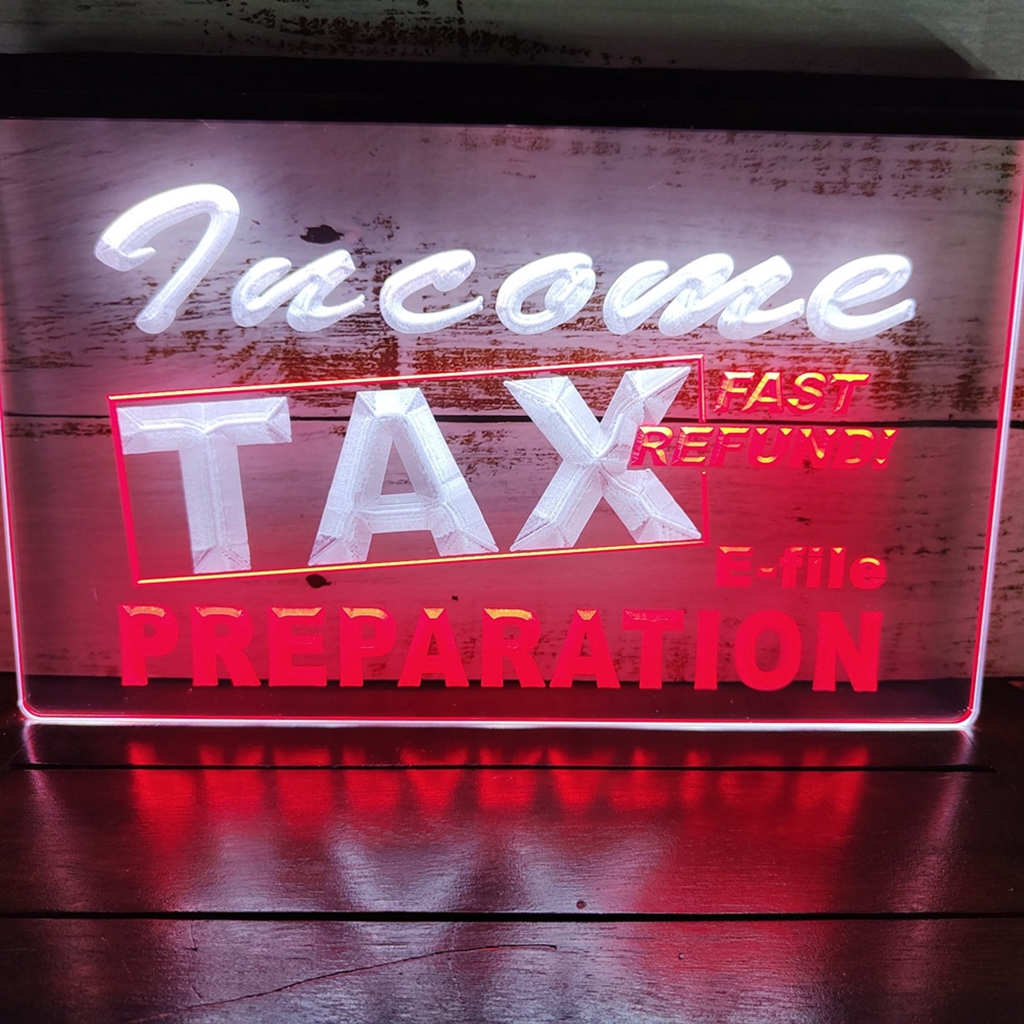 Neon Sign Dual Color Income Tax Preparation Wall Desktop Decor Free Shipping