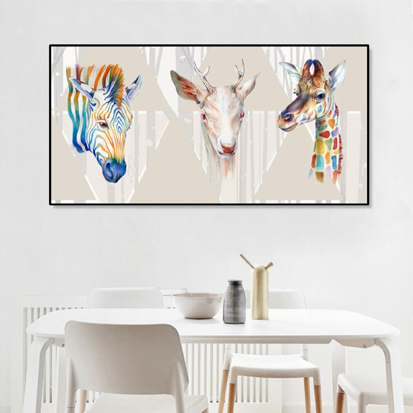 Print On Canvas Zebra Deer Giraffe Home Wall Decor Kids Room Decor NO FRAME