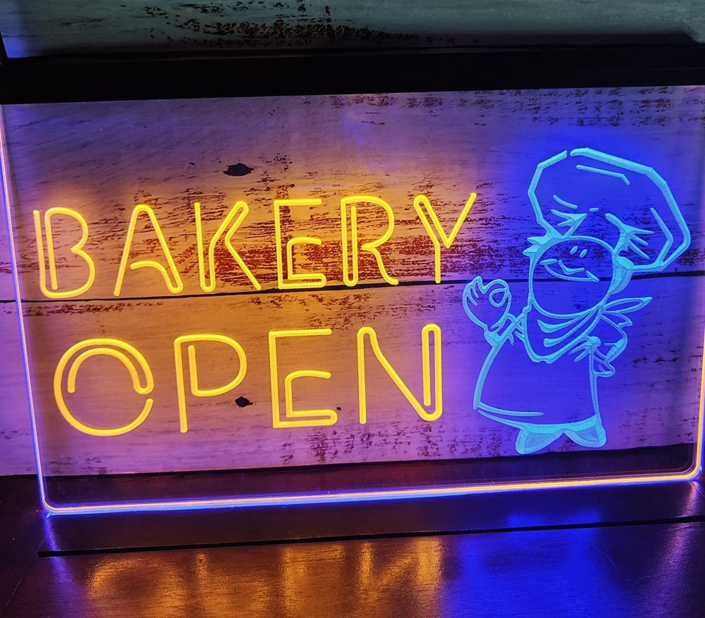 Neon Sign Dual Color Bakery Open Wall Desktop Decor Free Shipping
