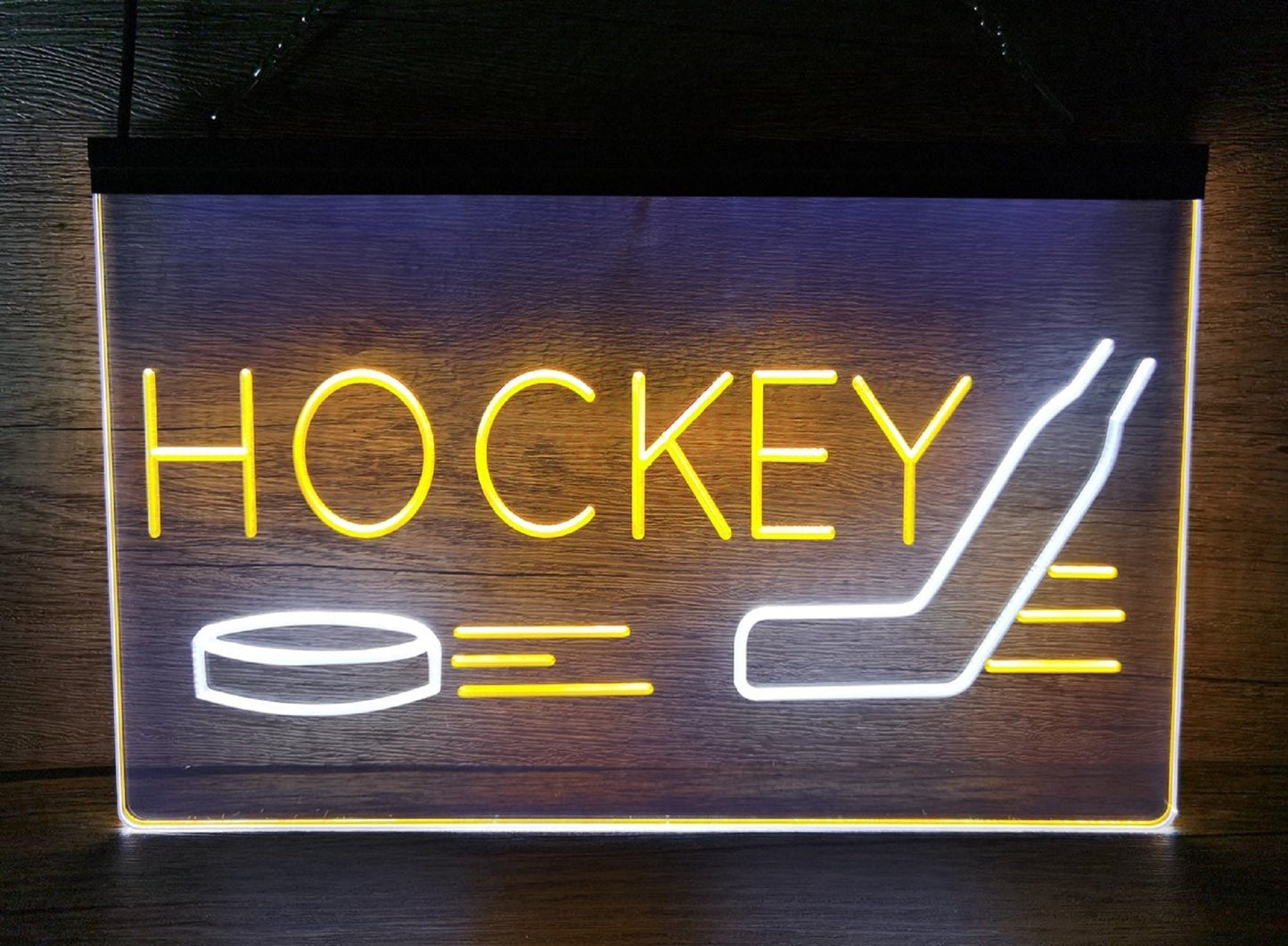 Neon Sign Dual Color Hockey Sport Wall Hanging Table Desk Top Decor