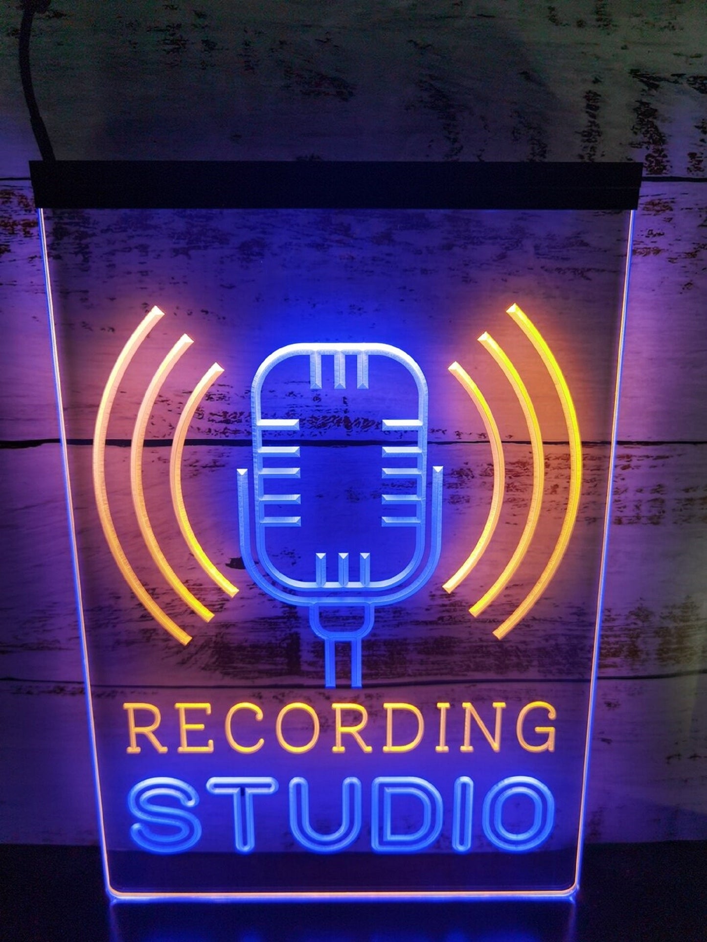 Neon Sign Dual Color Recording Studio Microphone Home Studio Music Wall Desktop Decor