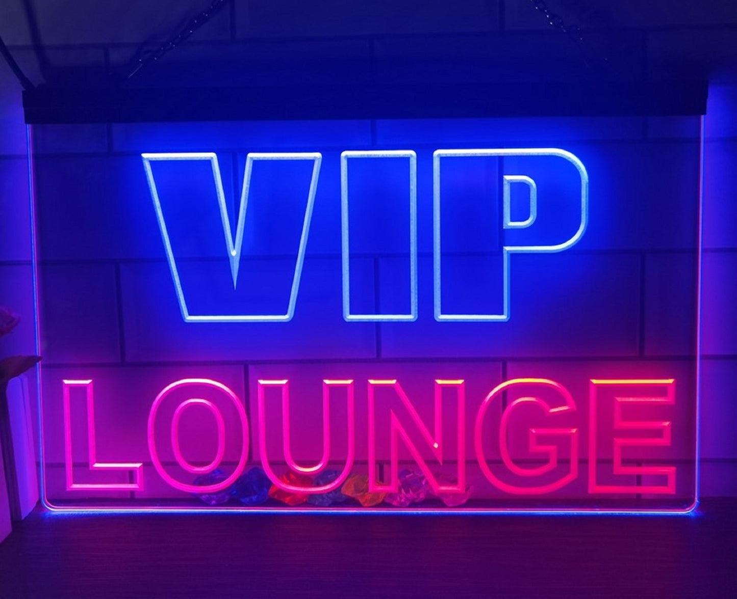 Neon Sign Dual Color VIP Lounge Wall Hanging Table Top Decor