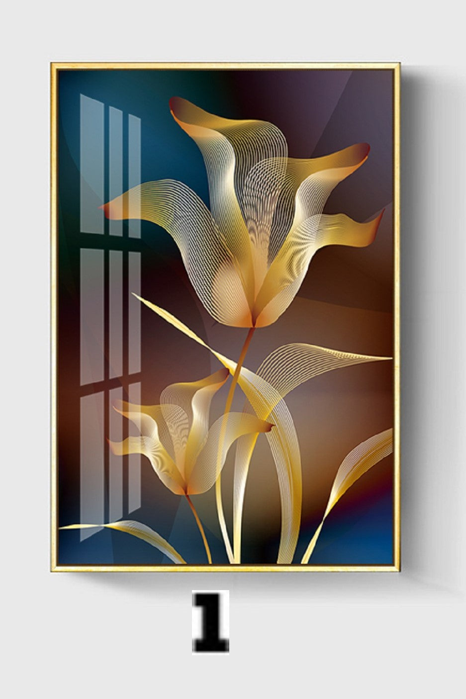 Print Art On Canvas Abstract Gold Flowers Wall Hanging Home Decor NO FRAME
