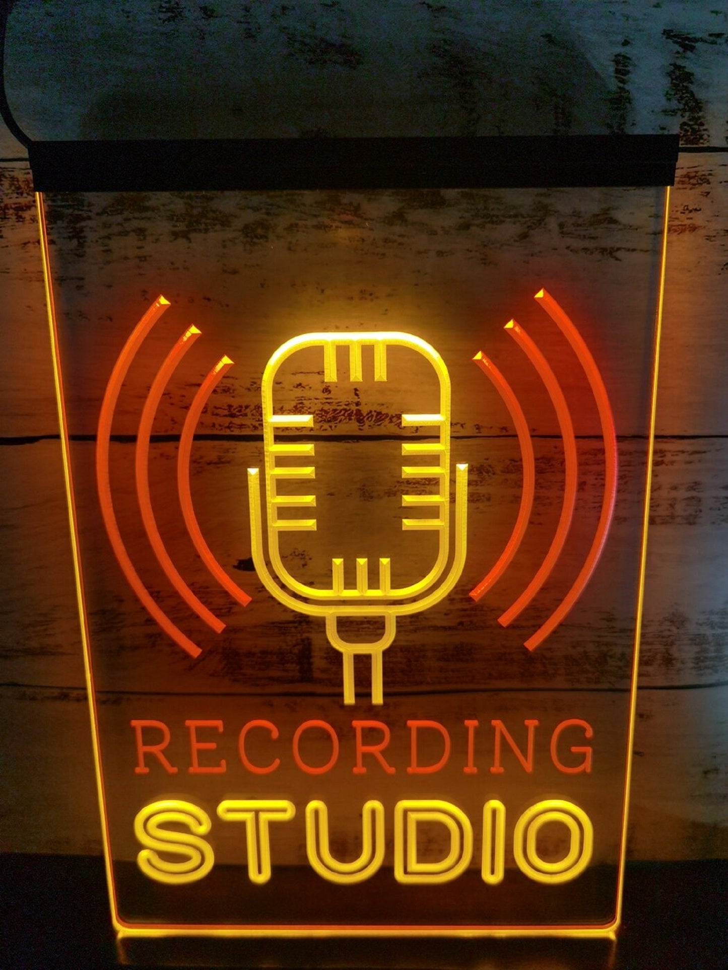 Neon Sign Dual Color Recording Studio Microphone Home Studio Music Wall Desktop Decor