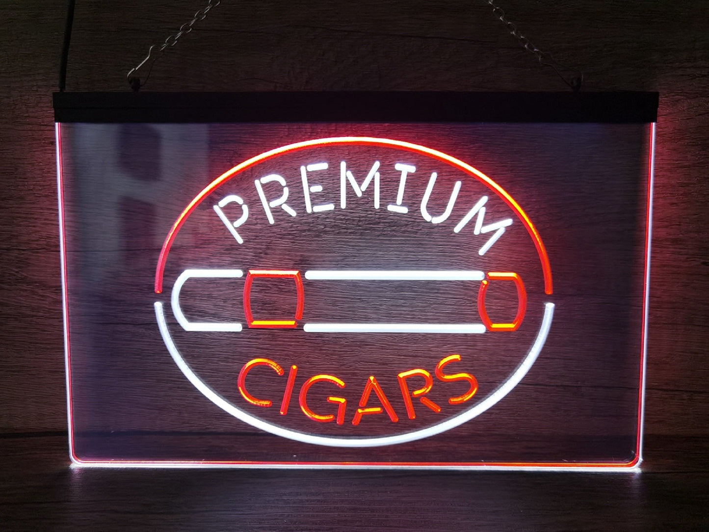 Neon Sign Dual Color Premium Cigars Wall Desktop Cigar Lounge Decor