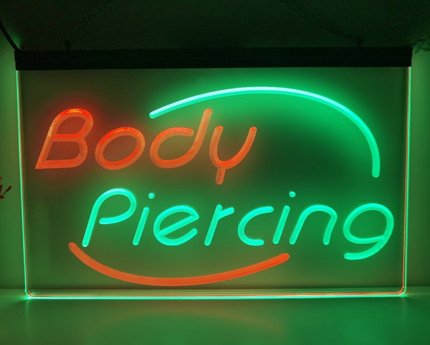 Neon Sign Dual Color Body Piercing Tattoo Shop Decor Wall Desktop Free Shipping