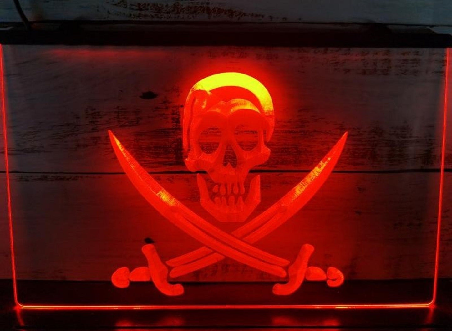 Neon Sign Pirates Skull Wall Hanging Desk Table Top Decor