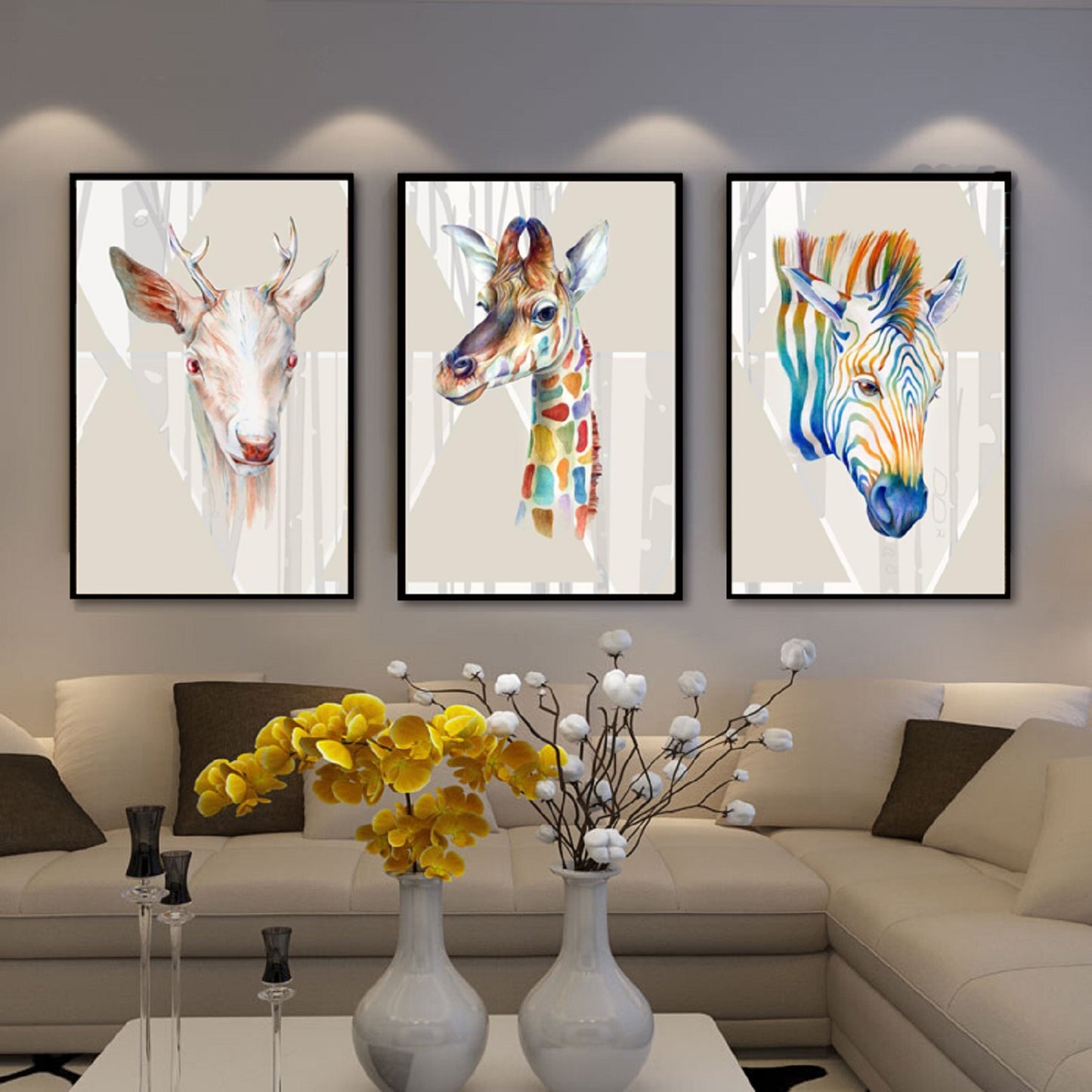 Print Canvas Zebra Deer Giraffe Home Decor Kids Room Decor Wall Art NO Frame