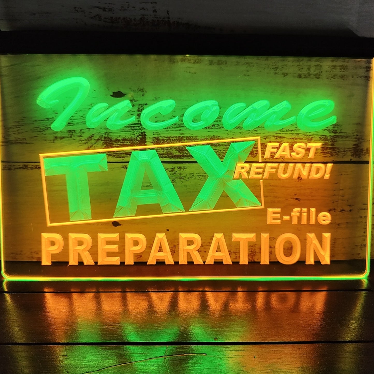Neon Sign Dual Color Income Tax Preparation Wall Desktop Decor Free Shipping
