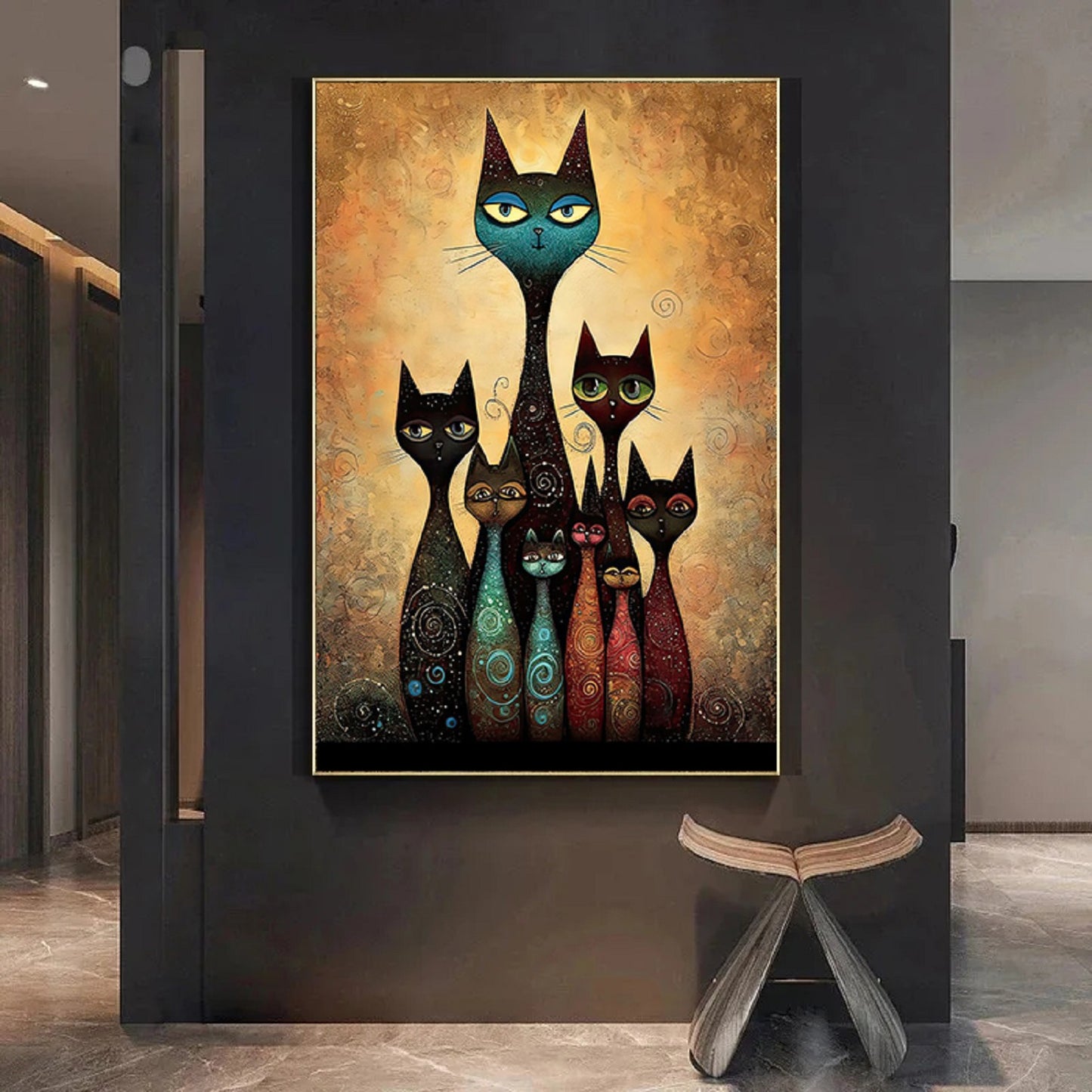 Canvas Print Art Cartoon Cats Family Kids Room Decor Wall Art NO FRAME