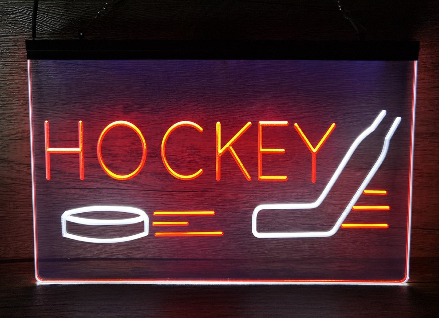 Neon Sign Dual Color Hockey Sport Wall Hanging Table Desk Top Decor