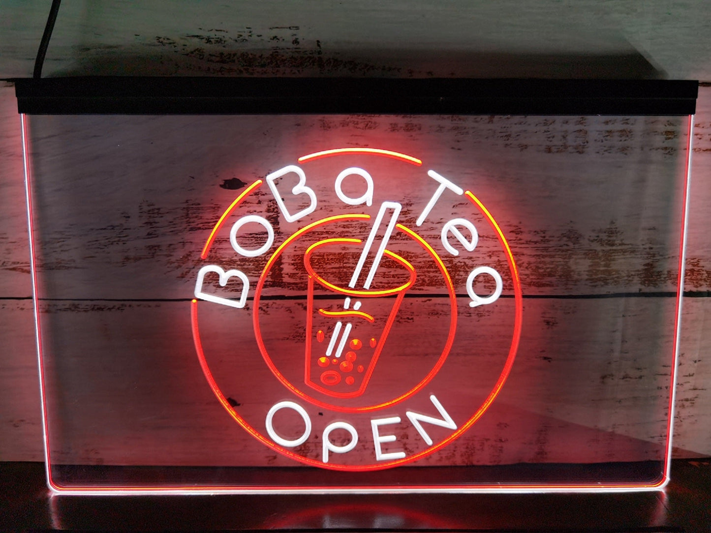 Neon Sign Dual Color Boba Tea Open For Boba Tea Fast Food Coffee Shop Decor