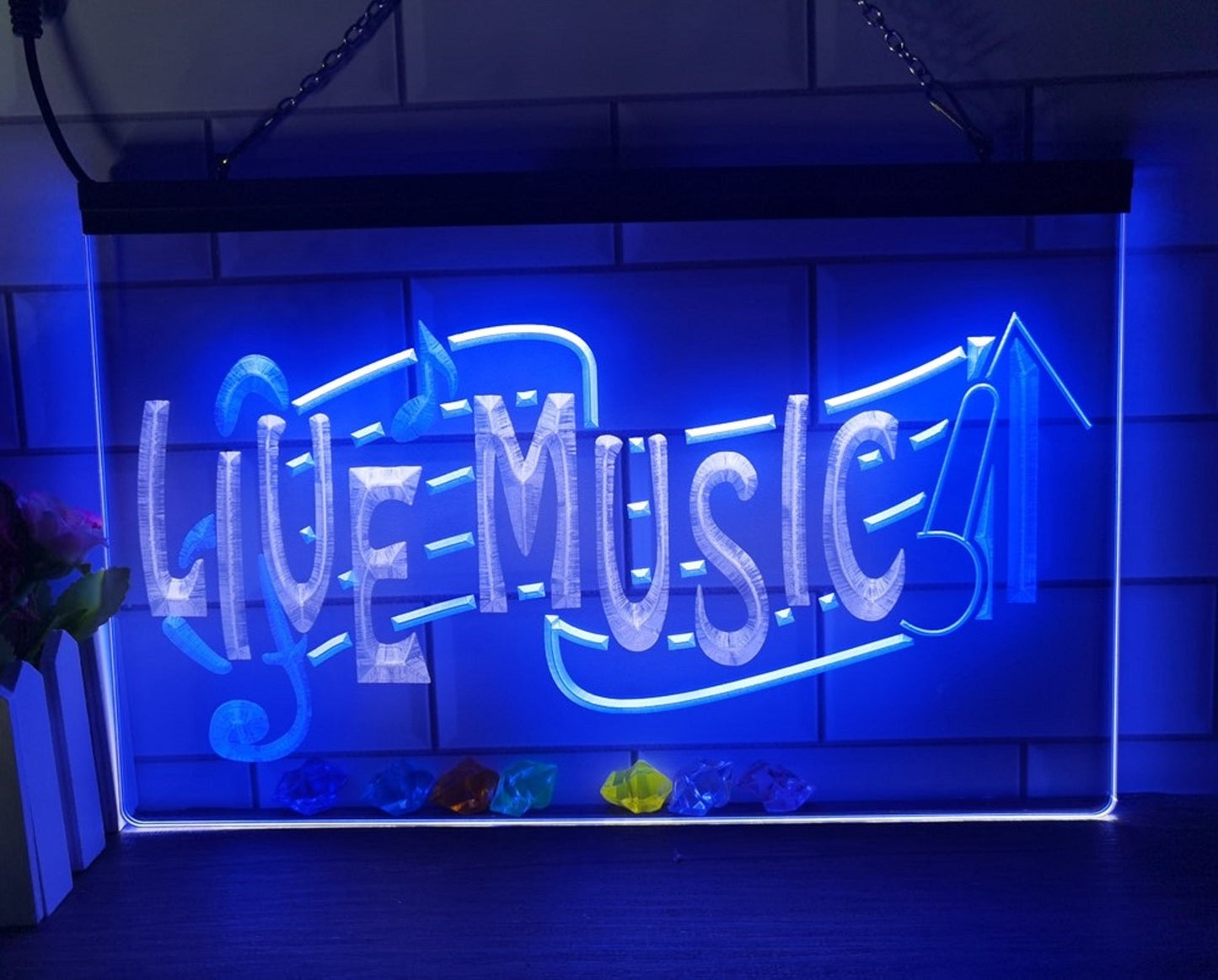 Neon Sign Dual Color Live Music Home Studio Wall Desktop Decor