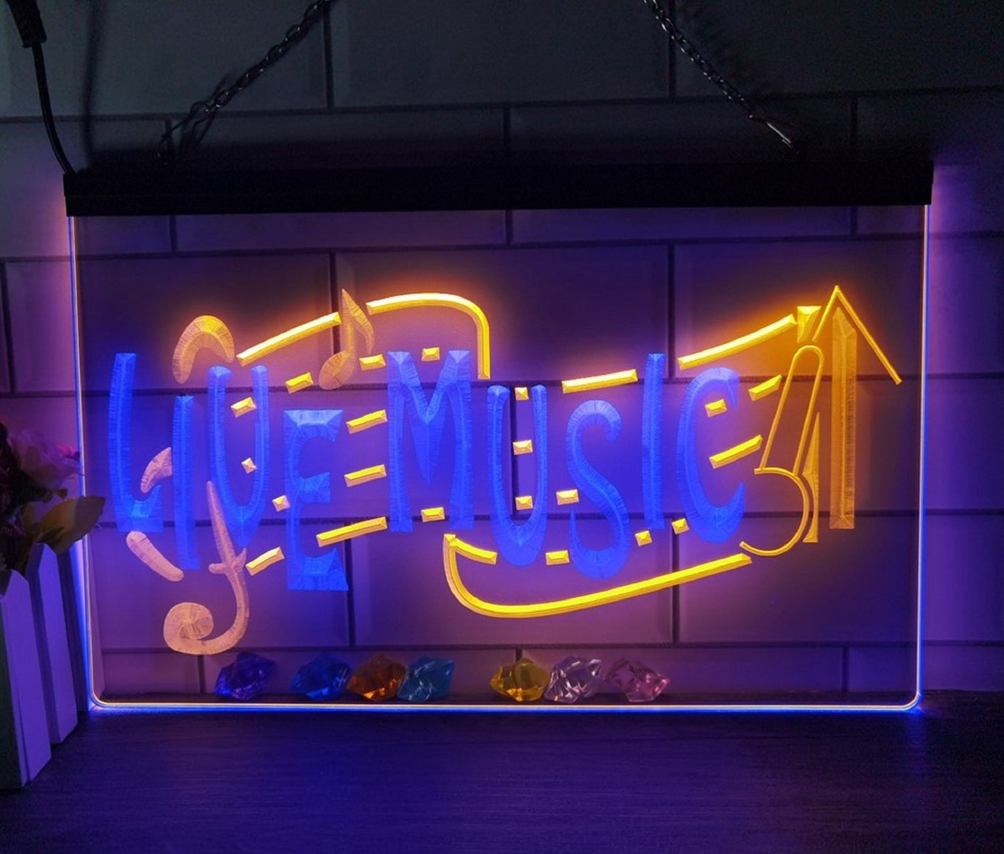 Neon Sign Dual Color Live Music Home Studio Wall Desktop Decor
