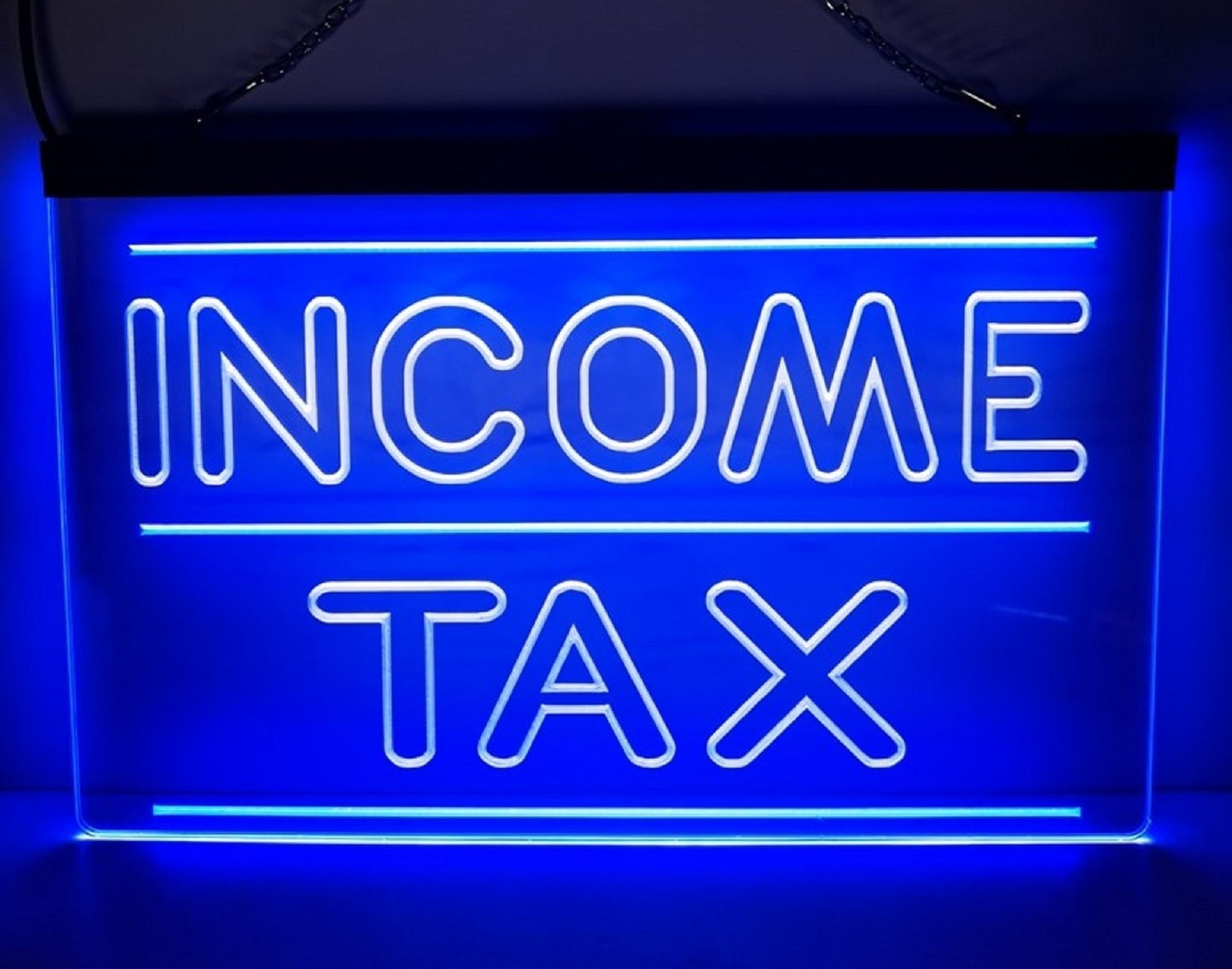 Neon Sign Dual Color Income Tax Service Wall Desktop Decor Free Shipping