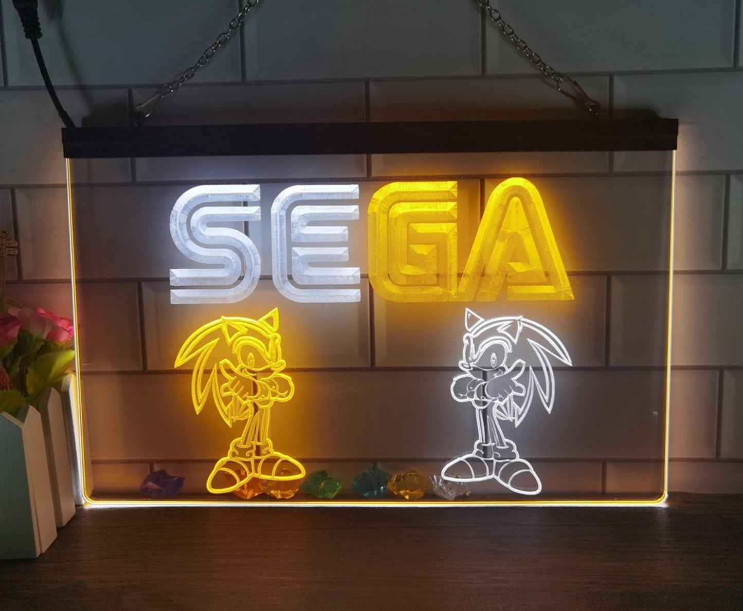 Neon Sign Dual Color Sega Game Home Game Room Wall Hanging Table Top Decor