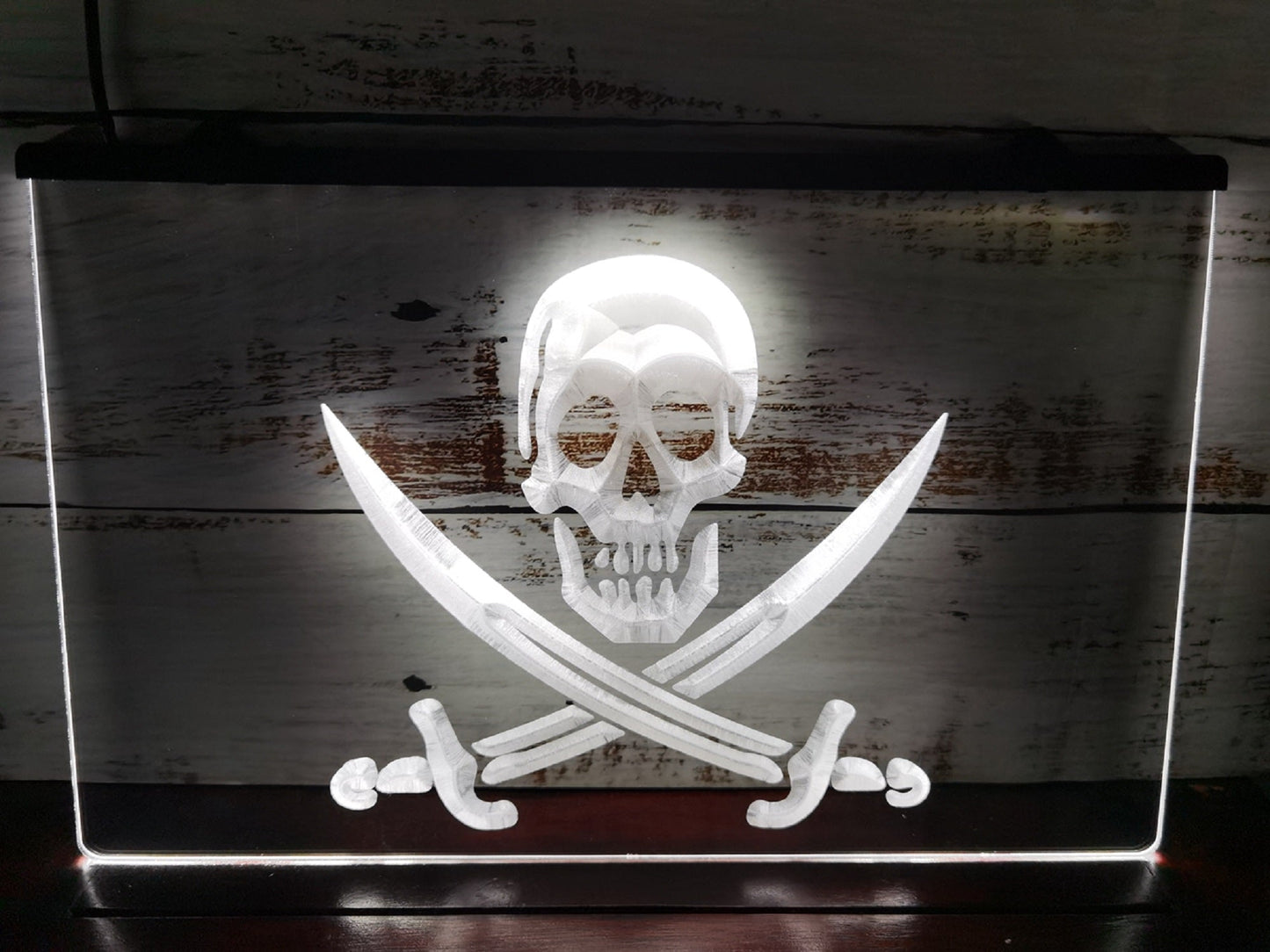 Neon Sign Pirates Skull Wall Hanging Desk Table Top Decor