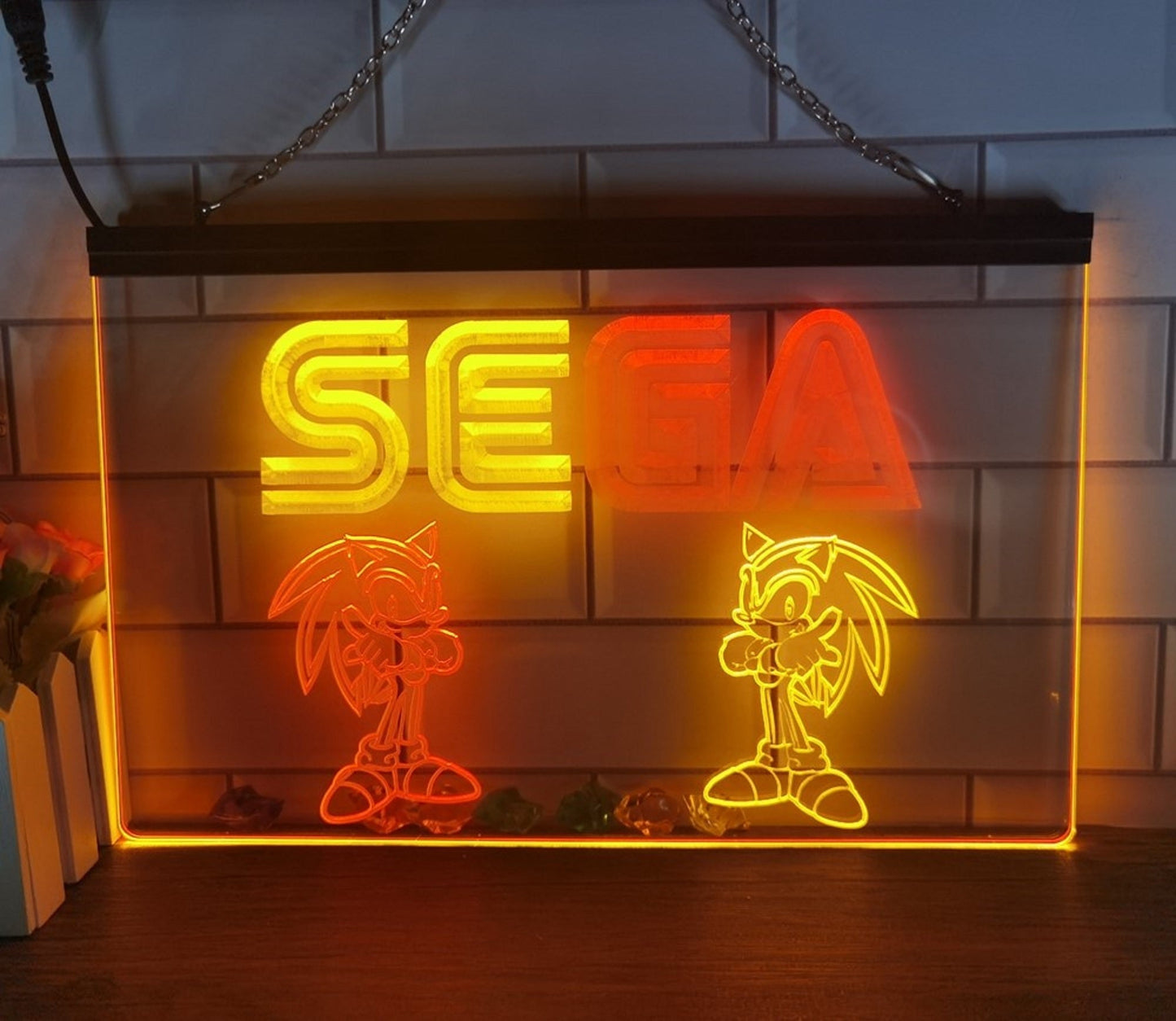 Neon Sign Dual Color Sega Game Home Game Room Wall Hanging Table Top Decor
