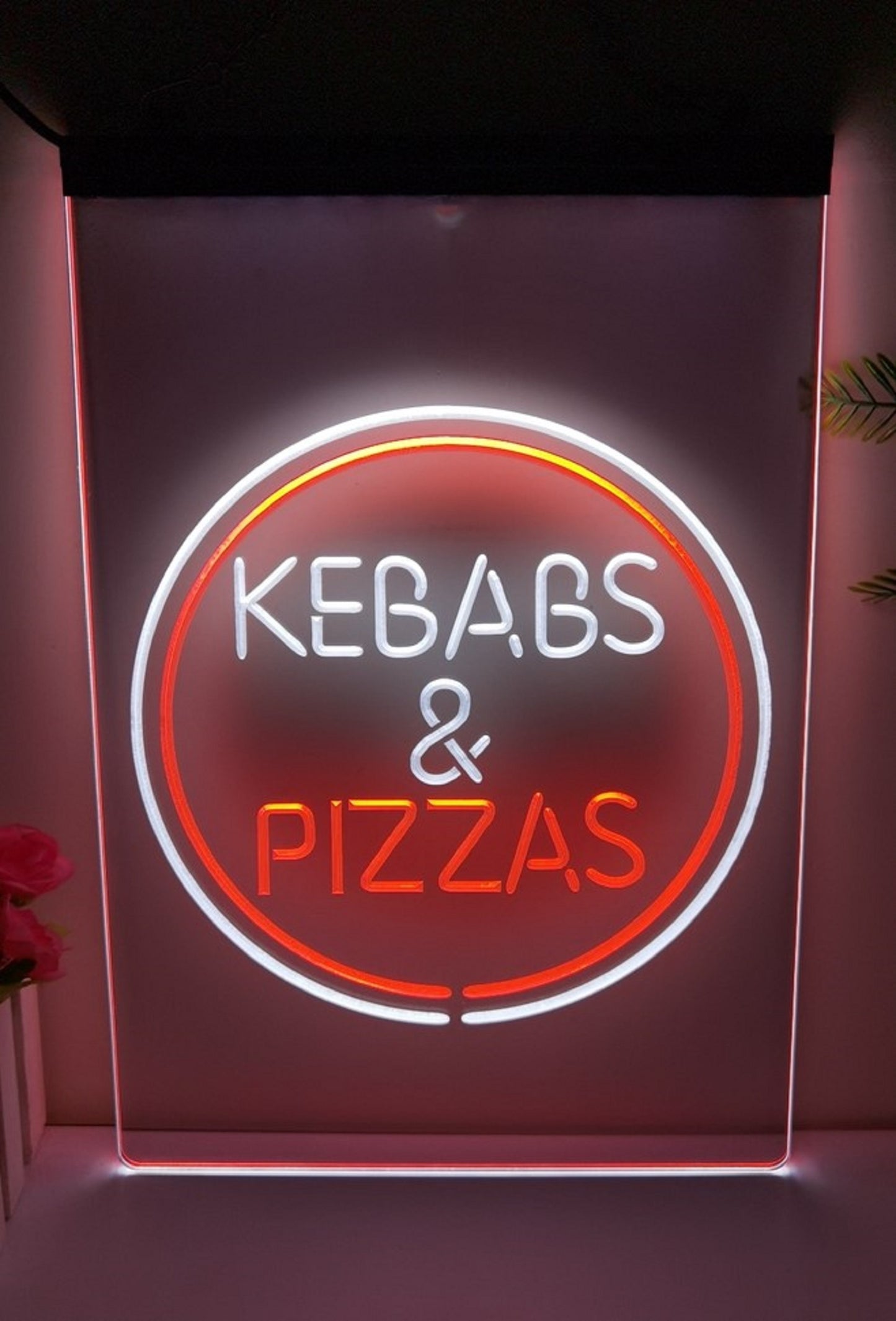 Neon Sign Dual Color Kebabs & Pizzas Fast Food Kebab Pizza Restaurant Decor