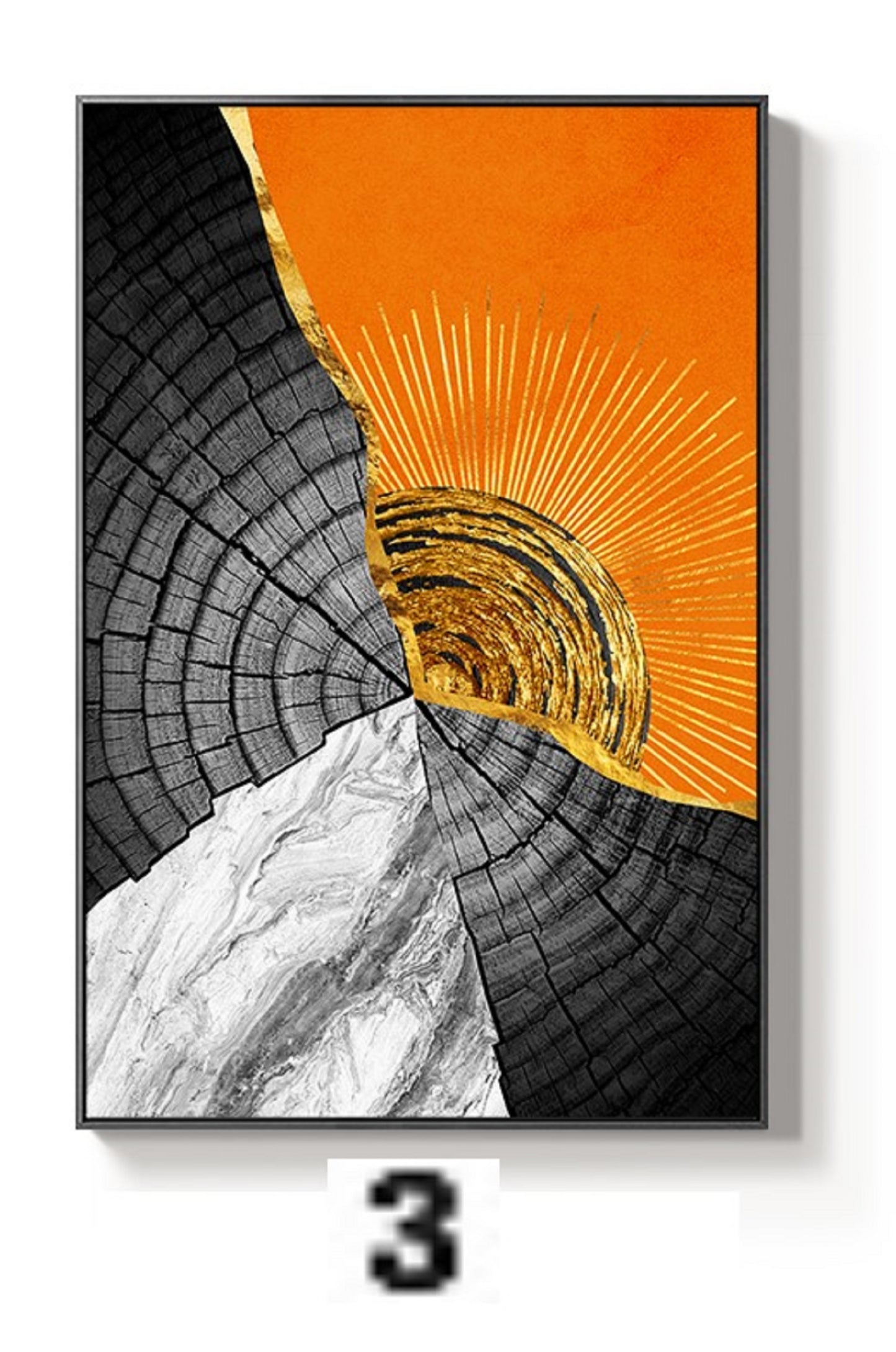Canvas Print Art Abstract Black Orange Gold Wall Hanging NO FRAME