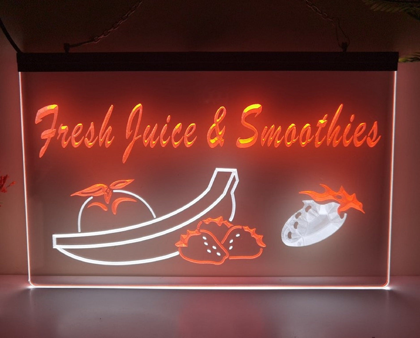 Neon Sign Dual Color Fresh Juice & Smoothies For Drinks Coffee Shop Decor