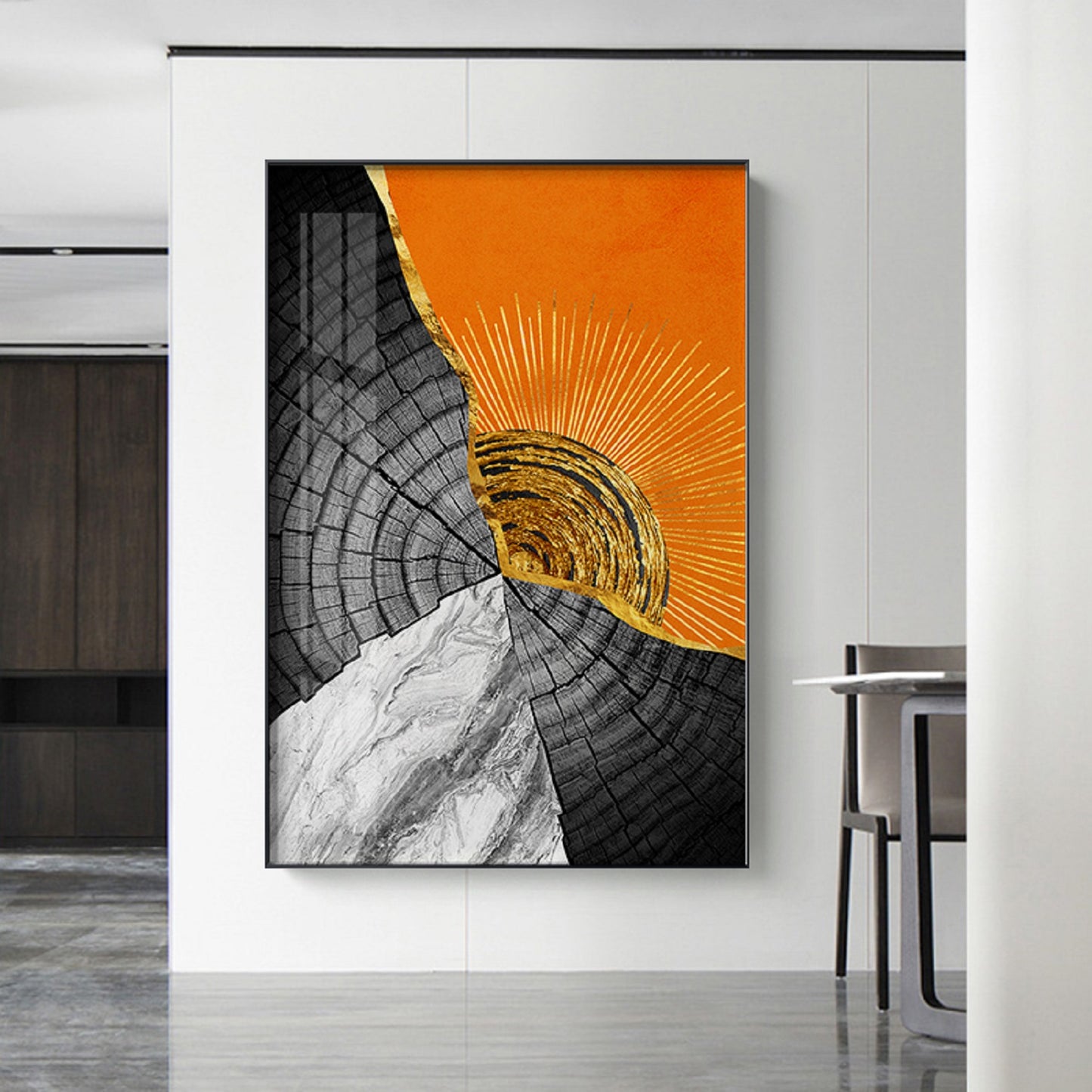 Canvas Print Art Abstract Black Orange Gold Wall Hanging NO FRAME