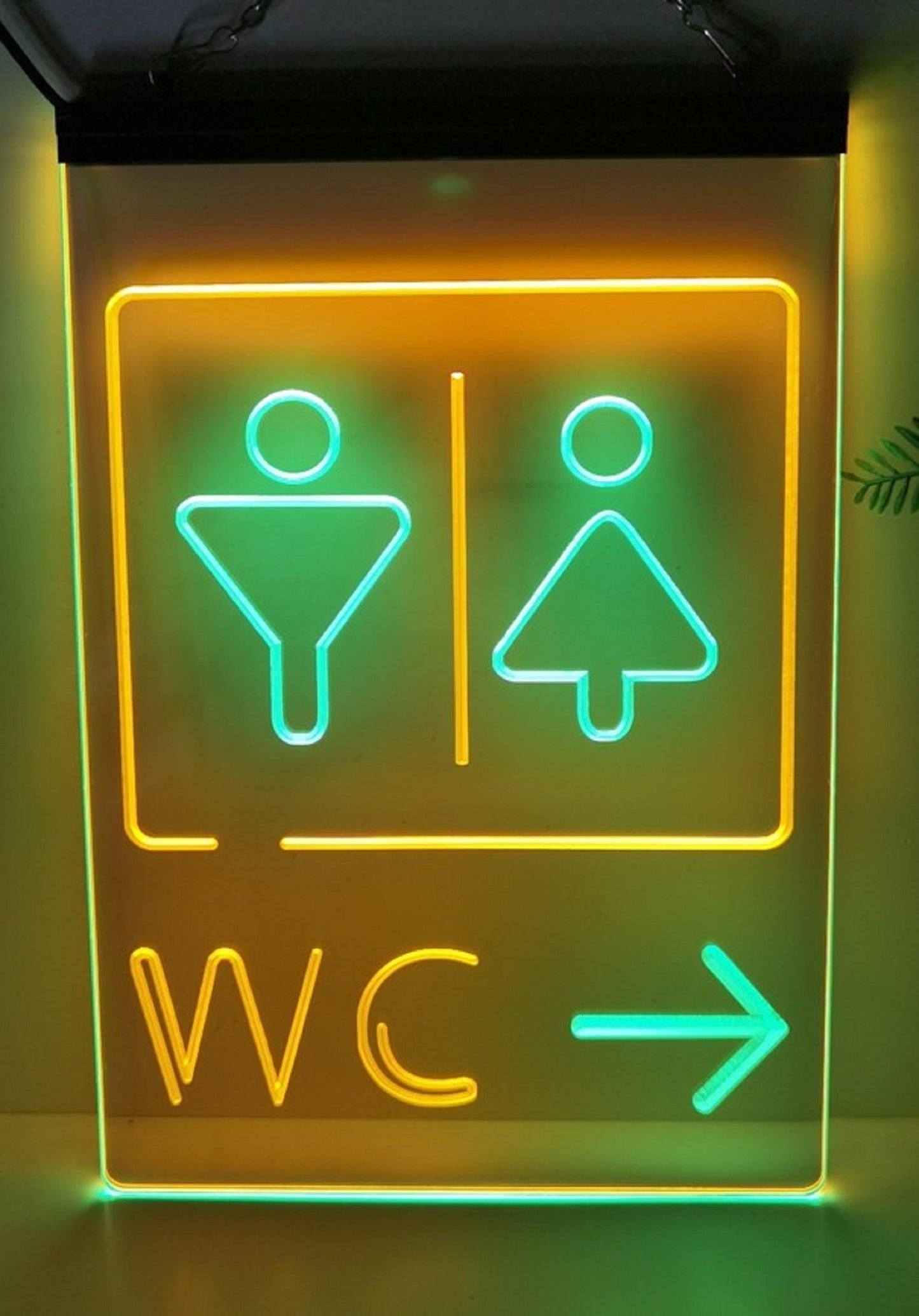 Neon Sign Dual Color WC This Way Bathroom Wall Hanging Decor