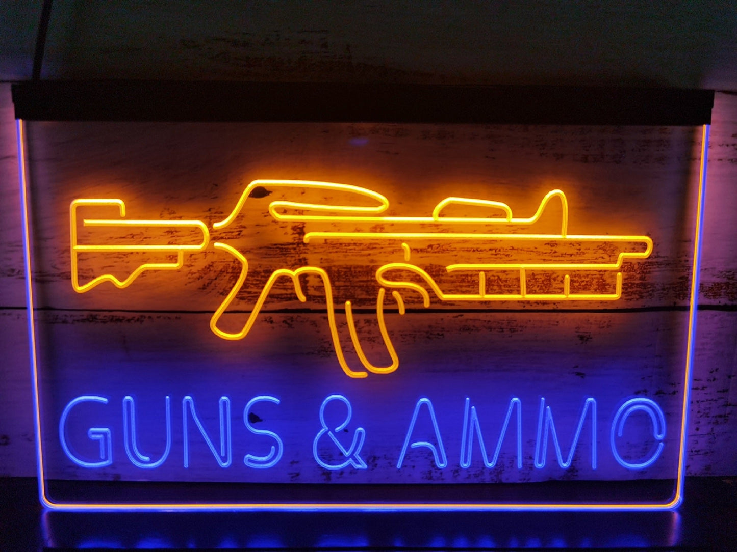 Neon Sign Dual Color Guns & Ammo Wall Desktop Decor Free Shipping