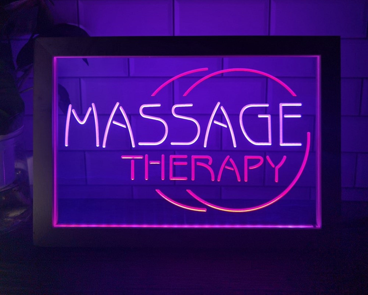 Neon Sign Framed Dual Color Massage Therapy Spa Massage Beauty Shop Decor