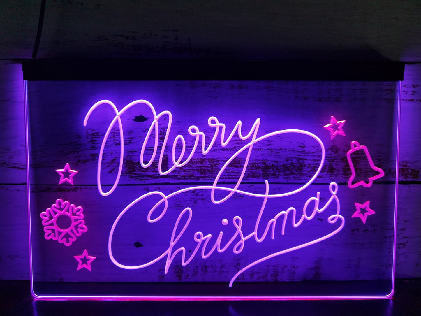 Neon Sign Dual Color Merry Christmas Stars Home Store Wall Hanging Desk Top Decor