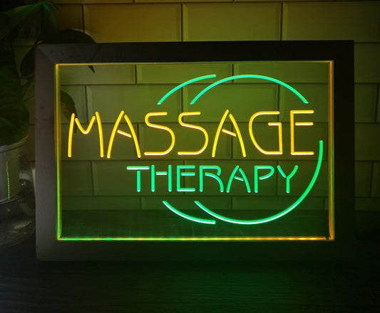 Neon Sign Framed Dual Color Massage Therapy Spa Massage Beauty Shop Decor