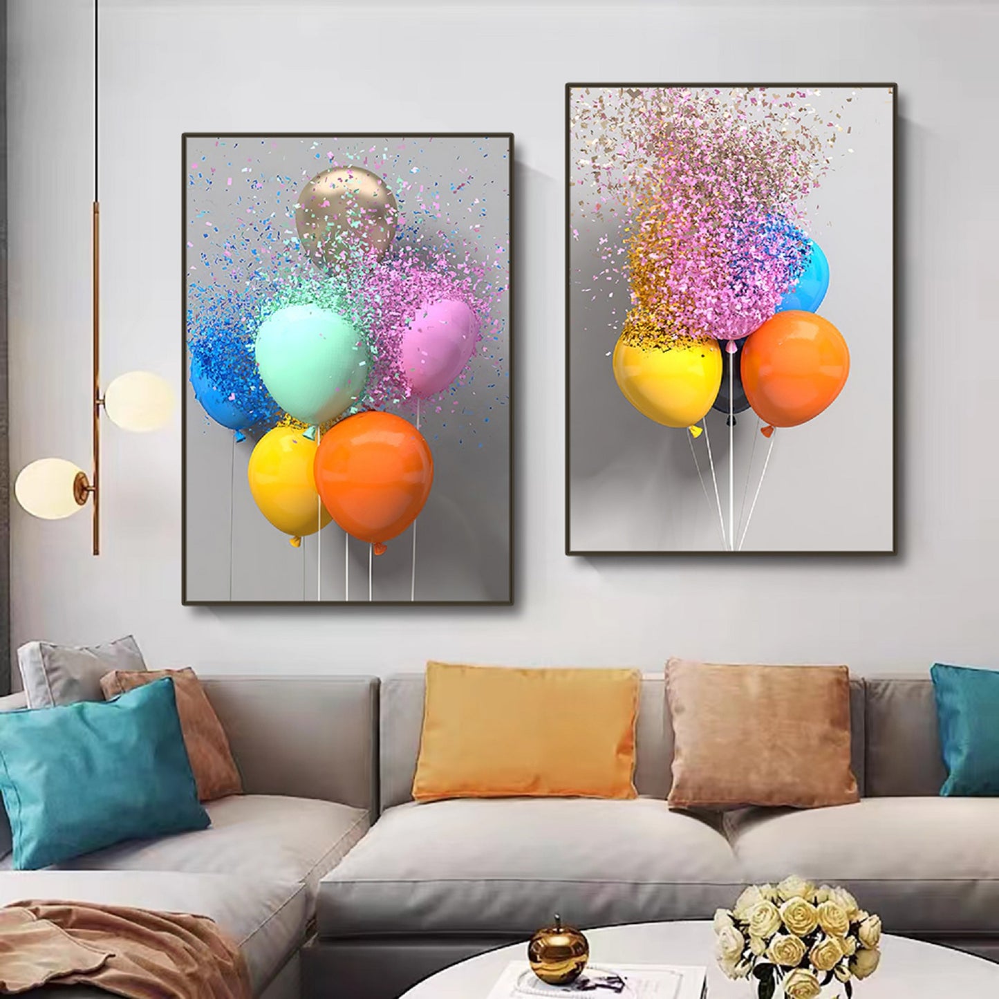 Print Canvas Bright Colorful Balloons Kids Room Decor Wall Art NO Frame