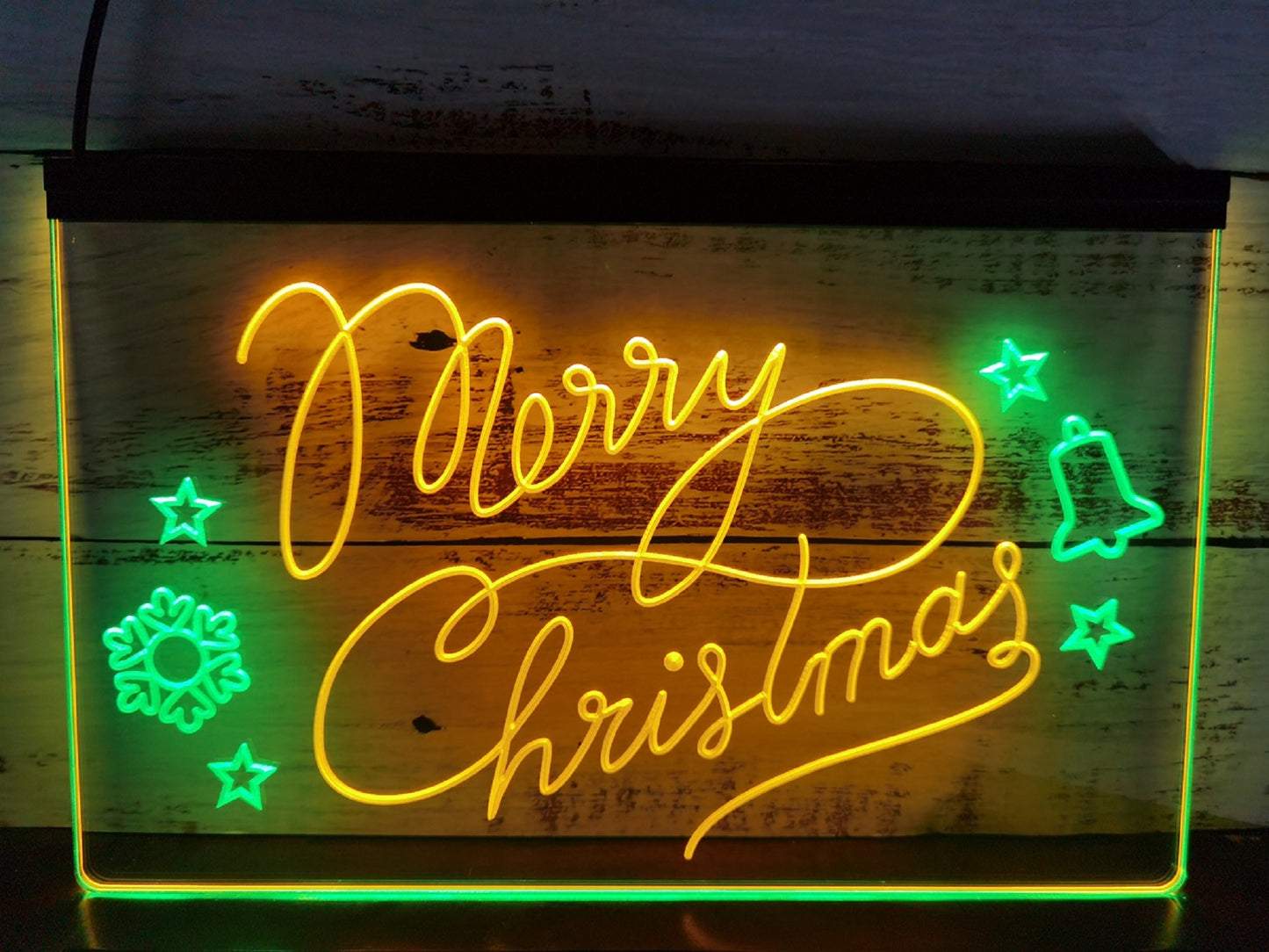 Neon Sign Dual Color Merry Christmas Stars Home Store Wall Hanging Desk Top Decor