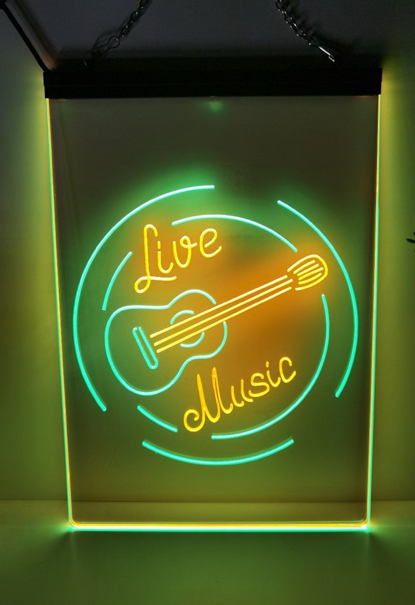 Neon Sign Dual Color Live Music Guitar Home Studio Wall Desktop Decor