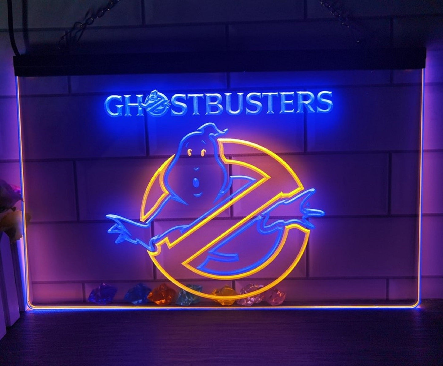 Neon Sign Dual Color Ghostbusters Home Studio Wall Desk Top Decor