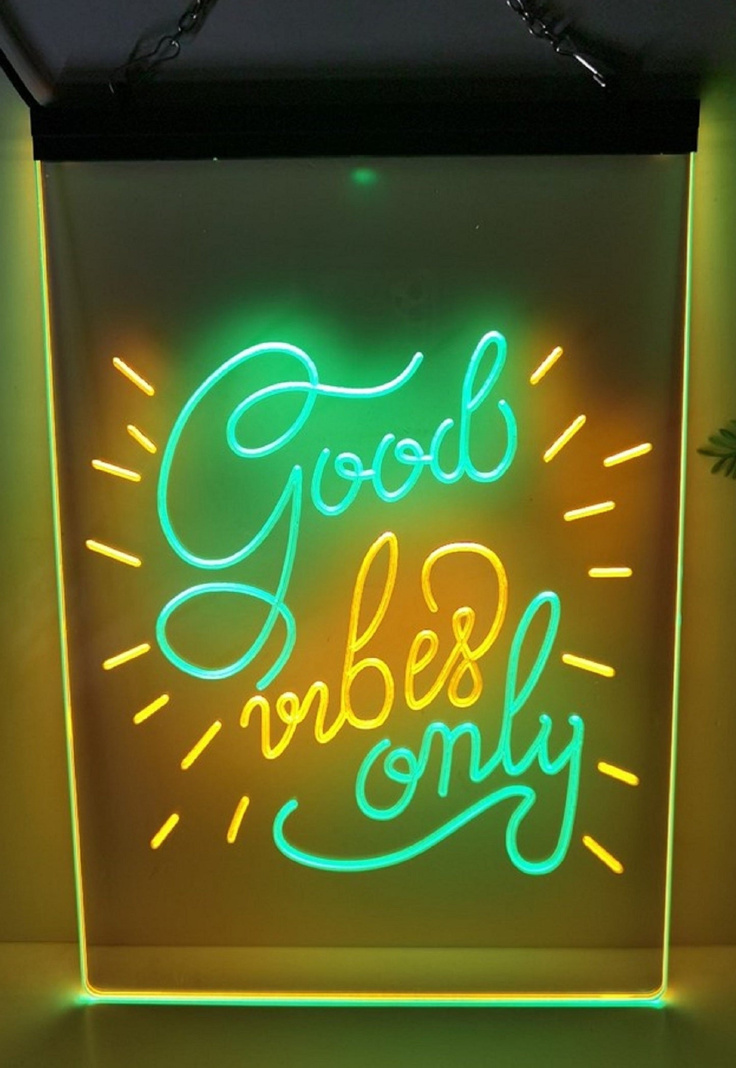 Neon Sign Dual Color Good Vibes Only Man Cave Wall Hanging Table Top Decor