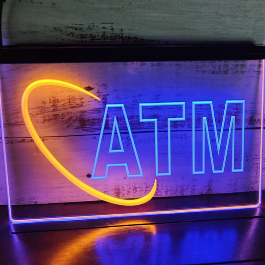 Neon Sign Dual Color ATM ATM Available Here Store Shop Wall Desktop Decor