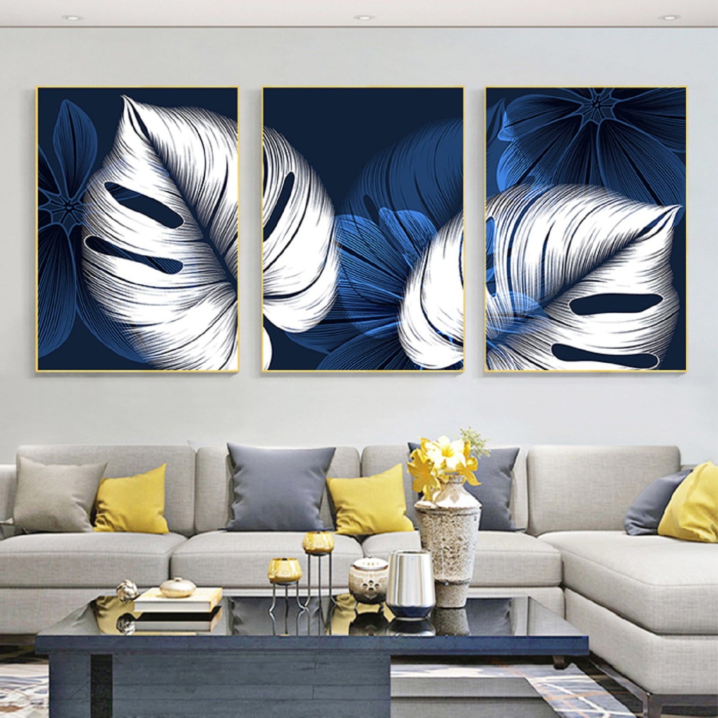 Canvas Print Art Abstract Blue White Wall Hanging Home Decor NO FRAME