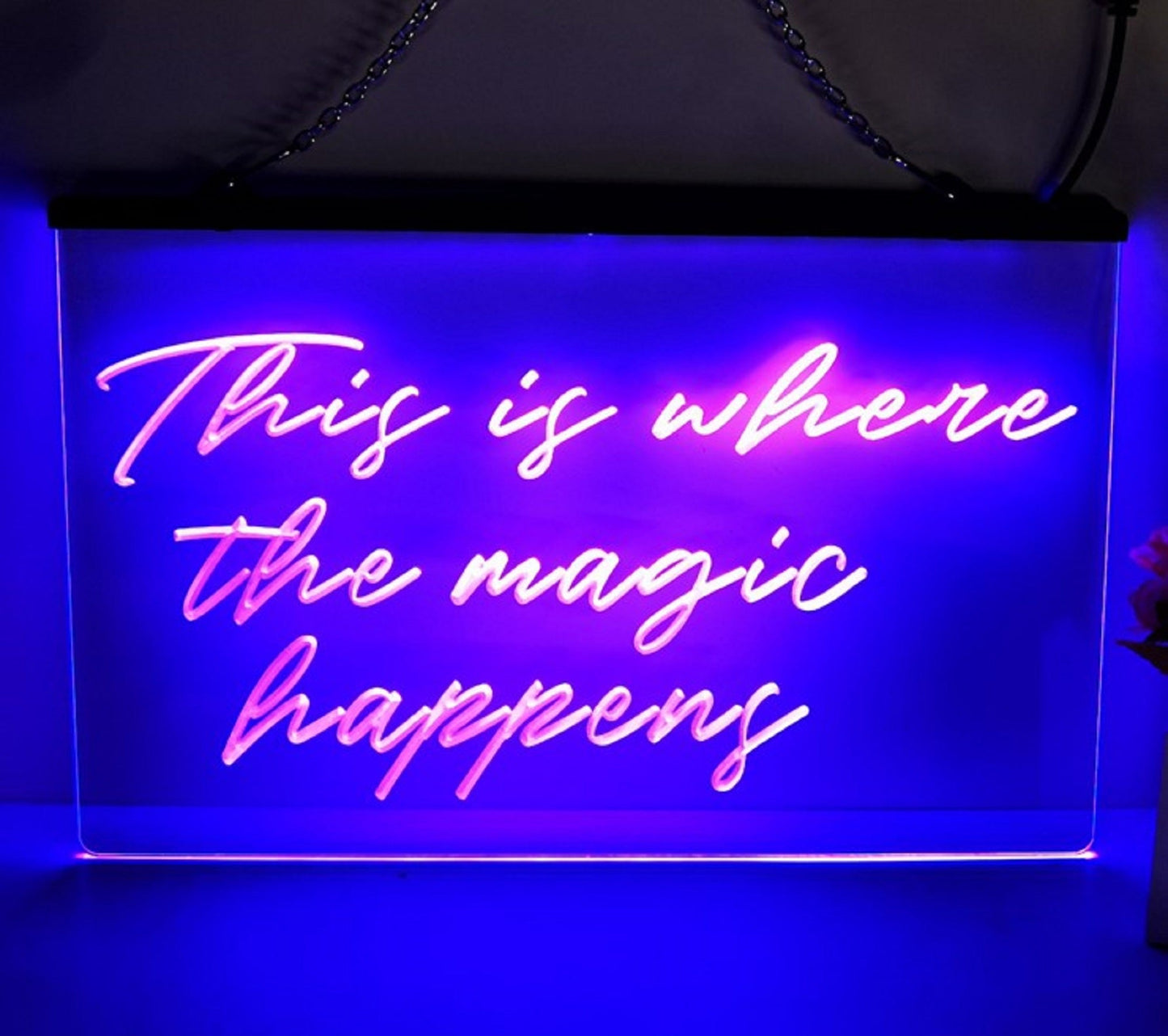 Neon Sign This is Where The Magic Happens Wall Hanging Desk Table Top Decor