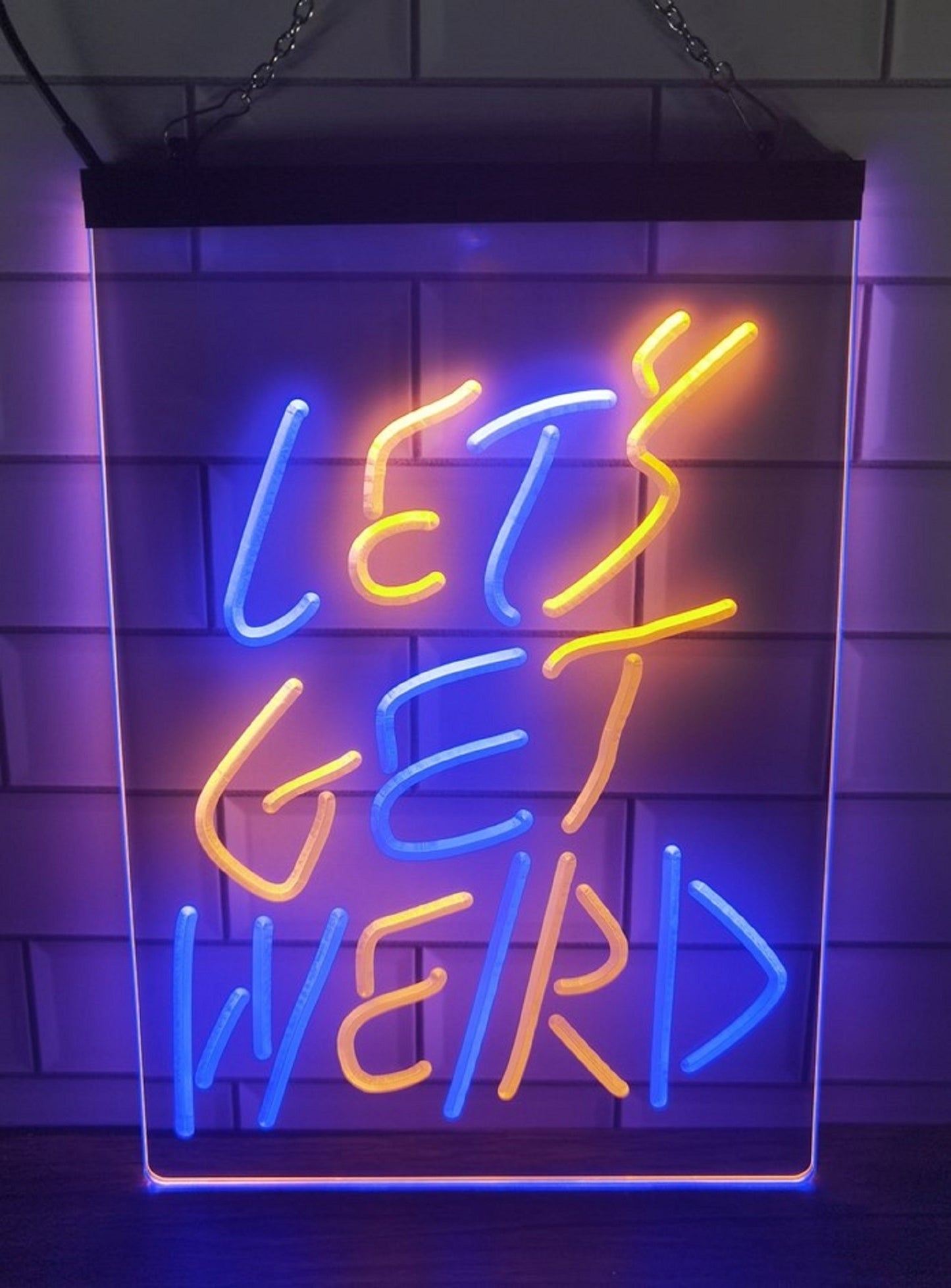 Neon Sign Dual Color Let's Get Weird Home Decor Wall Hanging Table Top Decor