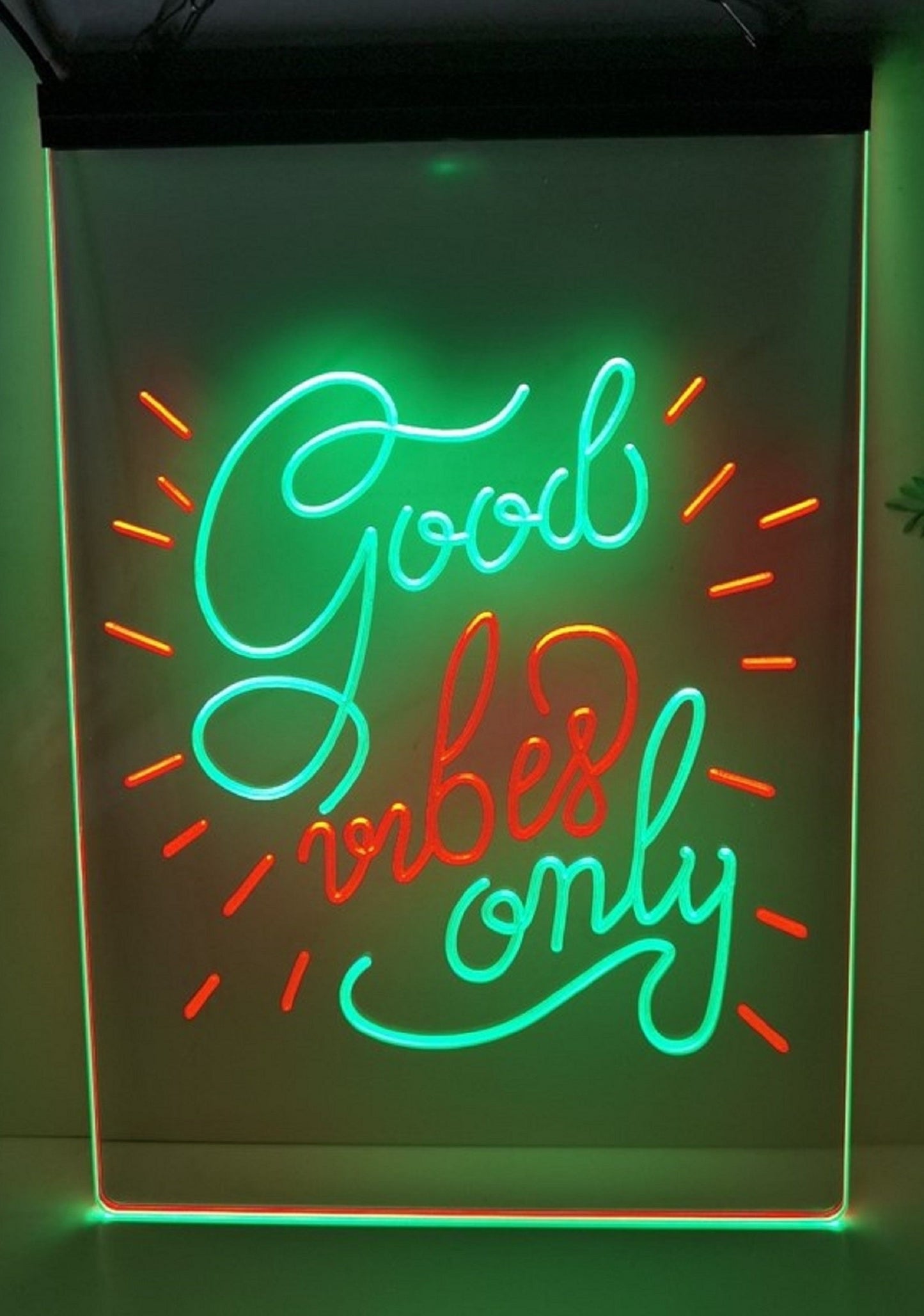 Neon Sign Dual Color Good Vibes Only Man Cave Wall Hanging Table Top Decor