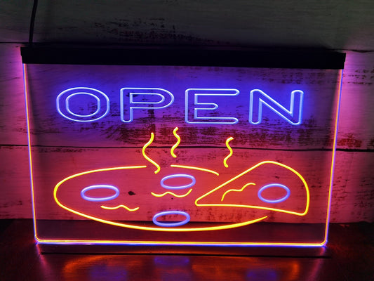 Neon Sign Dual Color Open Pizza Wall Decor Fast Food Pizza Restaurant Decor